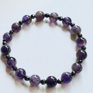 Amethyst and Hematite Beads Bracelet